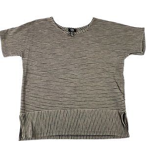 Jones New York Womens Top Size Small Short‎ Sleeve Pullover Black Tan Striped